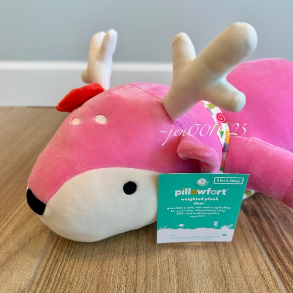 Holiday Pink Deer Weighted Plush Throw Pillow - Pillowfort - Picture 13 of 13